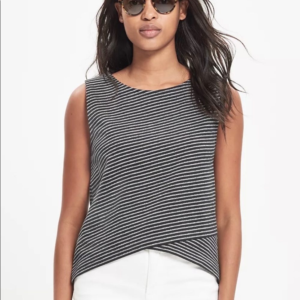 Madewell Striped Crossover Tank Top, Size Medium